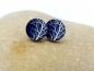 Preview: Herbst Baum 3D Holz Scheiben Ohrstecker blau